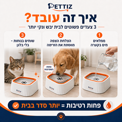 קערת השתייה שעוזרת להשאיר את המים בקערה - ולא על הרצפה